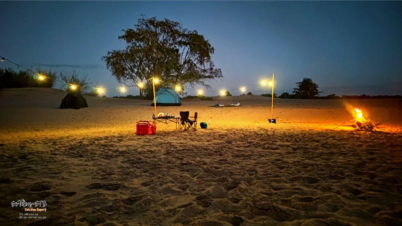 Beach Camping under the Stars on Island Sandbar
